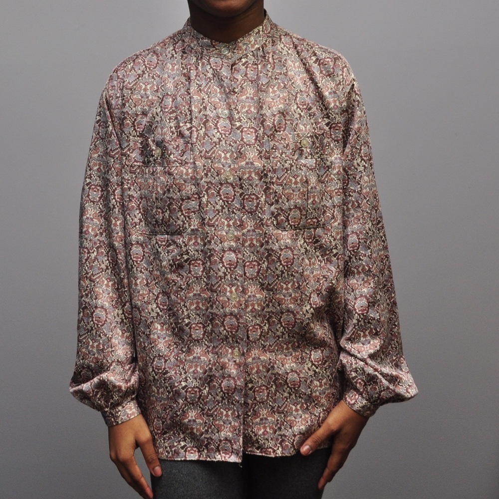 Vintage paisley print long sleeve blouse